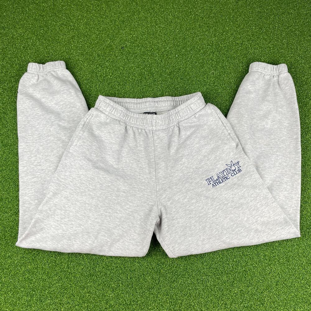 Playboy by Pacsun Spell Out Bunny Athletic Club Gray Sweatpants Jogger Sz XS